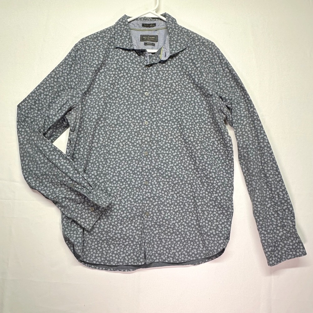 Denim & Flower Slate Blue Slim Fit Long Sleeve Button Down Dress Shirt Men's L